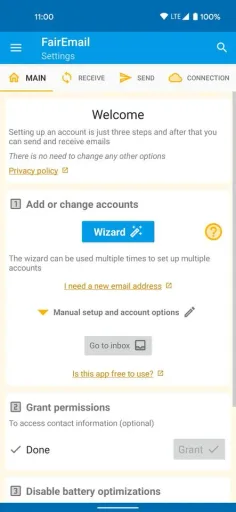 FairEmail, screenshot 1